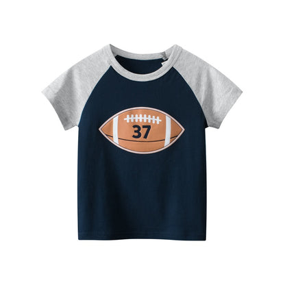 Cartoon Letter Printed Kids Boys Girls Loose Summer Cotton Top childrensterritory