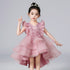Lace Flower Embroidery Fluffy Mesh Trailing Girls Party Dresses childrensterritory