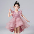 Lace Flower Embroidery Fluffy Mesh Trailing Girls Party Dresses childrensterritory