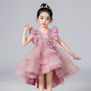 Lace Flower Embroidery Fluffy Mesh Trailing Girls Party Dresses childrensterritory