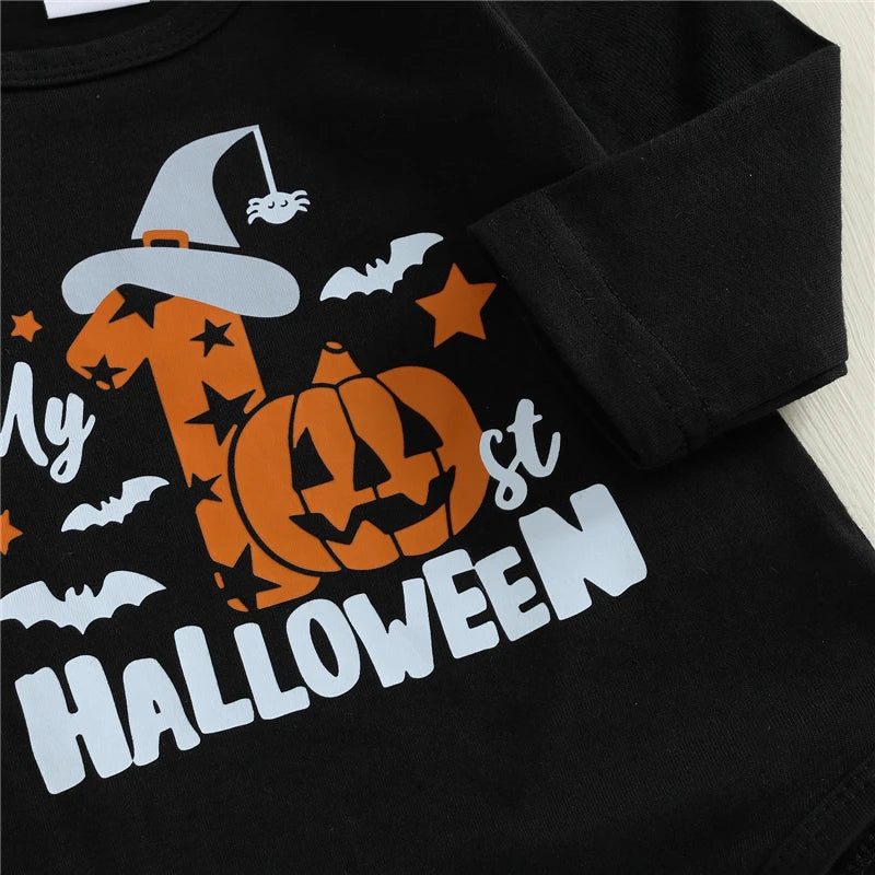 Baby Halloween 3Pcs Funny Pumpkin Printed Costume Set