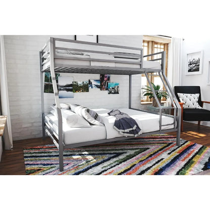 Sturdy Metal Frame Bunk Bed with Slats and Side Rails childrensterritory