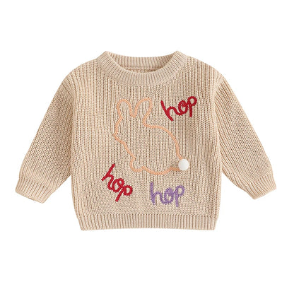 Infant Unisex Crewneck Bunny Applique Soft Knitwear childrensterritory