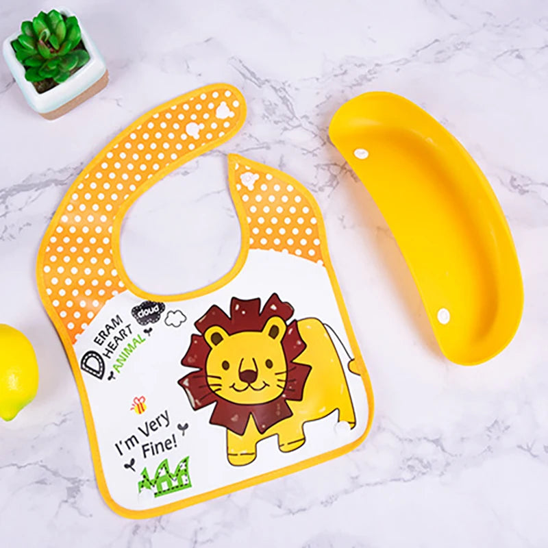 Soft Waterproof Cartoon Printed Adjustable Baby Bibs