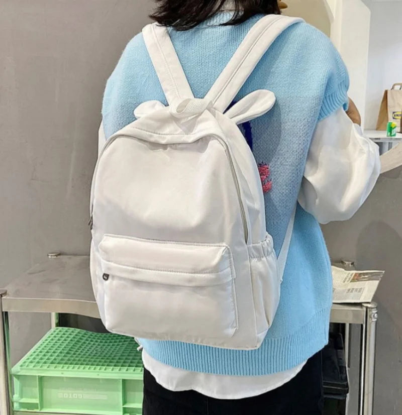 Personalized Solid Color Rabbit School Student Backpacks childrensterritory