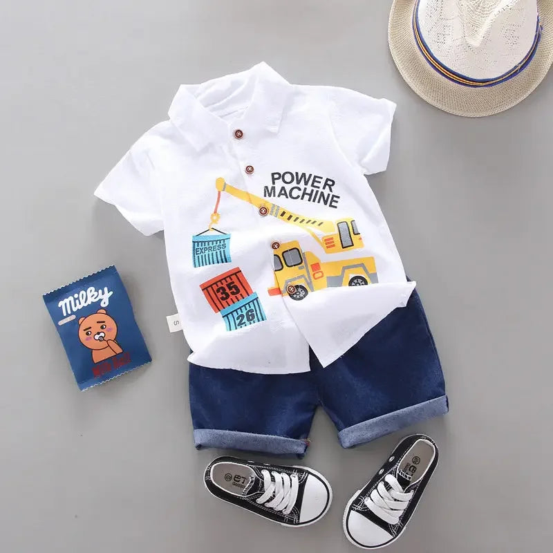 Little Boys Girl Cartoon Shirts and Shorts, 2 Pieces/Set childrensterritory