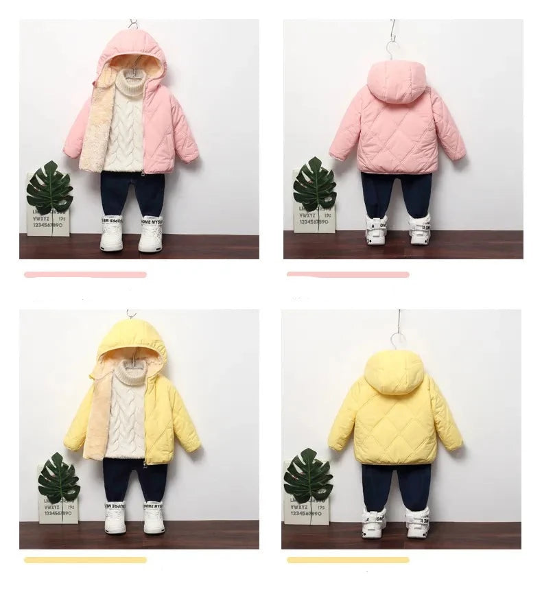 Winter Thicken Fur Hooded Warm Jackets For Kids Boys Girls childrensterritory