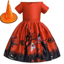Vampire Pumpkin Print Halloween Costume for Kids Girls