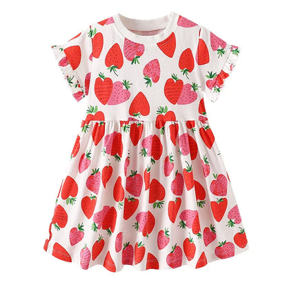 Kids Girls Cartoon Flowers Embroidery Cotton Dresses