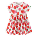 Kids Girls Cartoon Flowers Embroidery Cotton Dresses