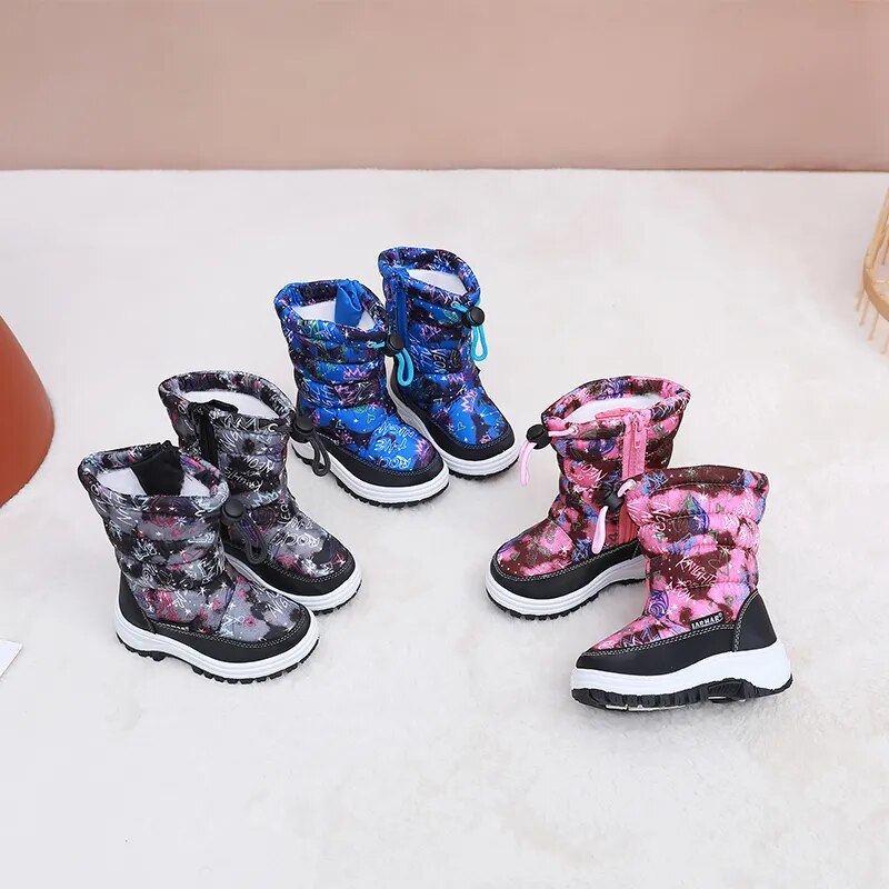 Kids Boys and Girls High Barrel Plus Fleece Winter Snow Boots childrensterritory
