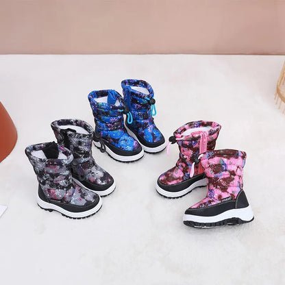 Kids Boys and Girls High Barrel Plus Fleece Winter Snow Boots childrensterritory