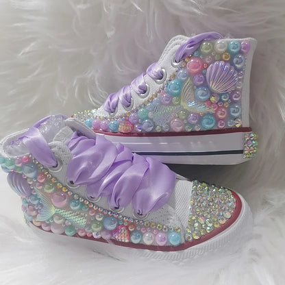 Mother-Daughter Matching Handmade Rhinestones Bling Sneakers
