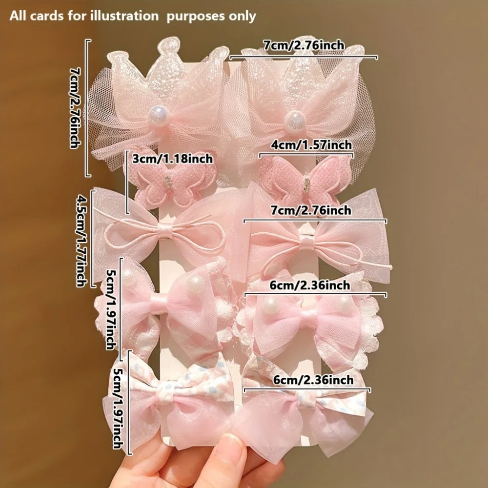 Cute Bow Design 10 Pieces of Sweet Pink Hairpins for Girls