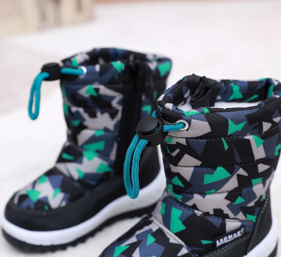 Kids Fashion Printed Warm Fur long Zipper Boots childrensterritory