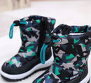 Kids Fashion Printed Warm Fur long Zipper Boots childrensterritory