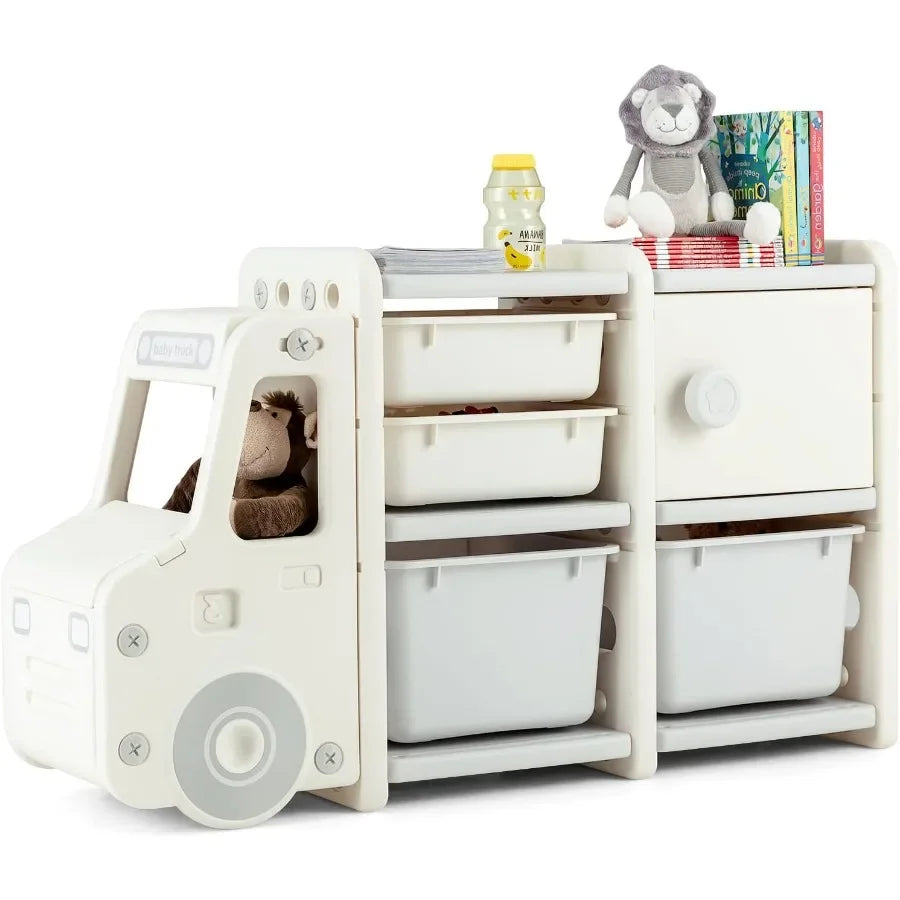 Car Design Kids Enclosed Toy Storage Organizer for Playroom