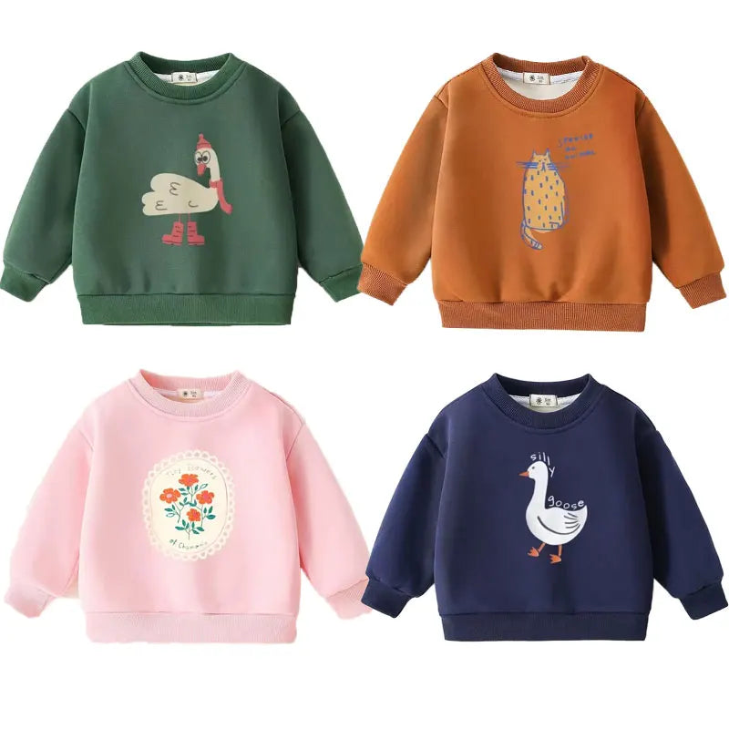 Cartoon Design Long Sleeves Warm Sweater For Kids