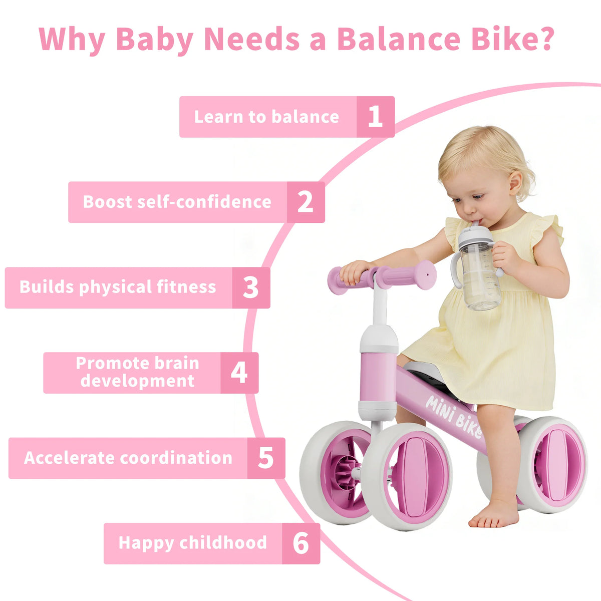 Baby Ride-On Balance Bike Toy for Indoor and Outdoor