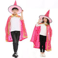 Kids Black Purple Red Carnival Cloak with Witch Hat