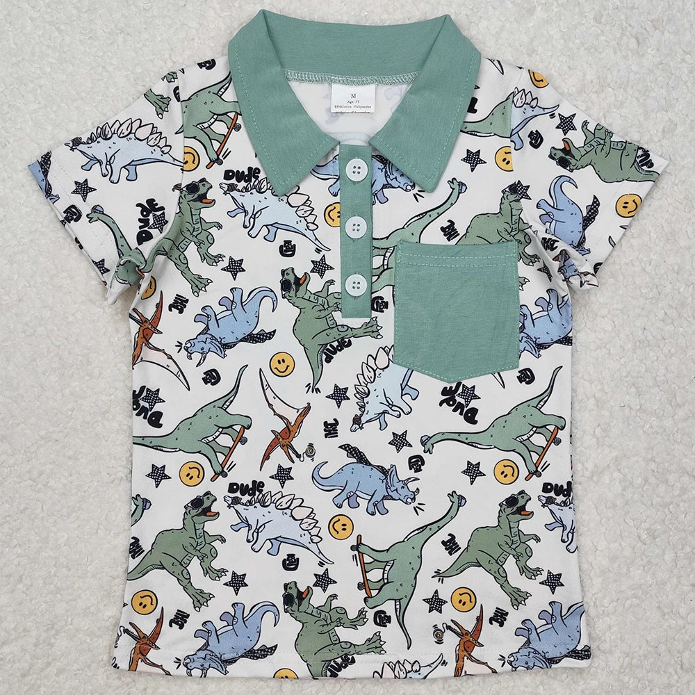 Kids Stylish Printed Boys Short Sleeves Polo T-Shirts for Summer childrensterritory