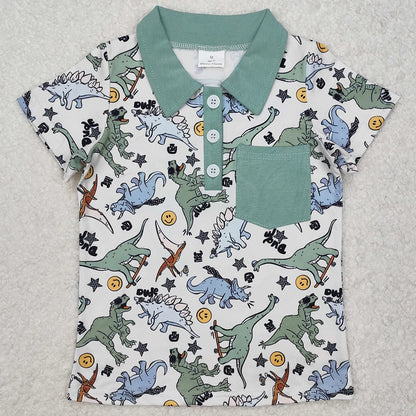 Kids Stylish Printed Boys Short Sleeves Polo T-Shirts for Summer childrensterritory