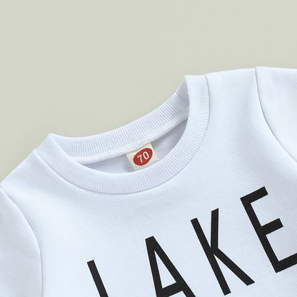 Lake Dude Letter Print Toddler Boys Casual Summer Outfit childrensterritory