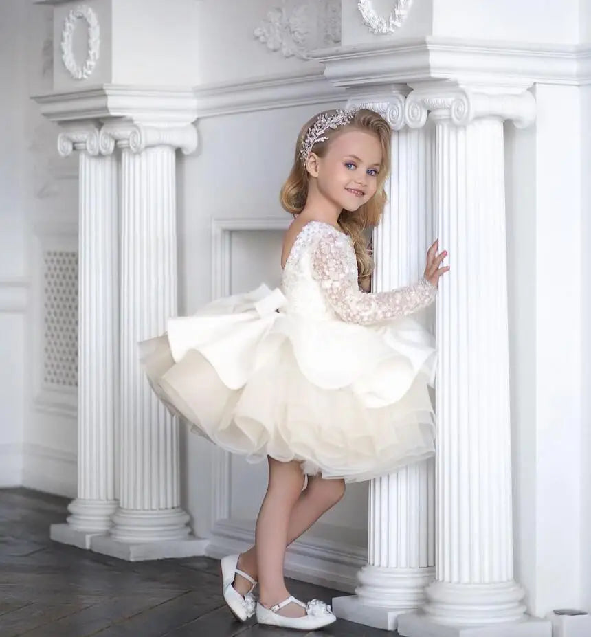 Little Girls Vintage Tulle Long Sleeve Princess Party Dresses childrensterritory