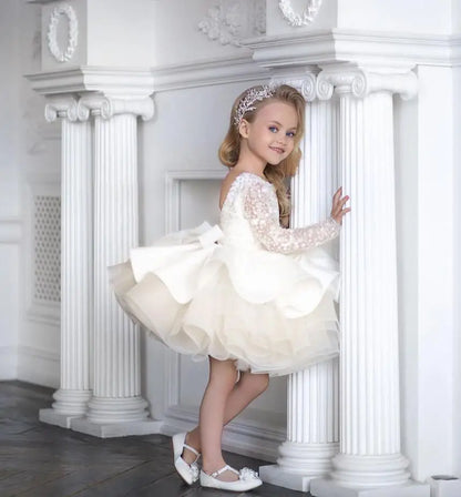 Little Girls Vintage Tulle Long Sleeve Princess Party Dresses childrensterritory