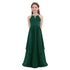 Kids Girls Halter Lace Design Chiffon Long Prom Ball Gowns childrensterritory