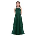 Kids Girls Halter Lace Design Chiffon Long Prom Ball Gowns childrensterritory