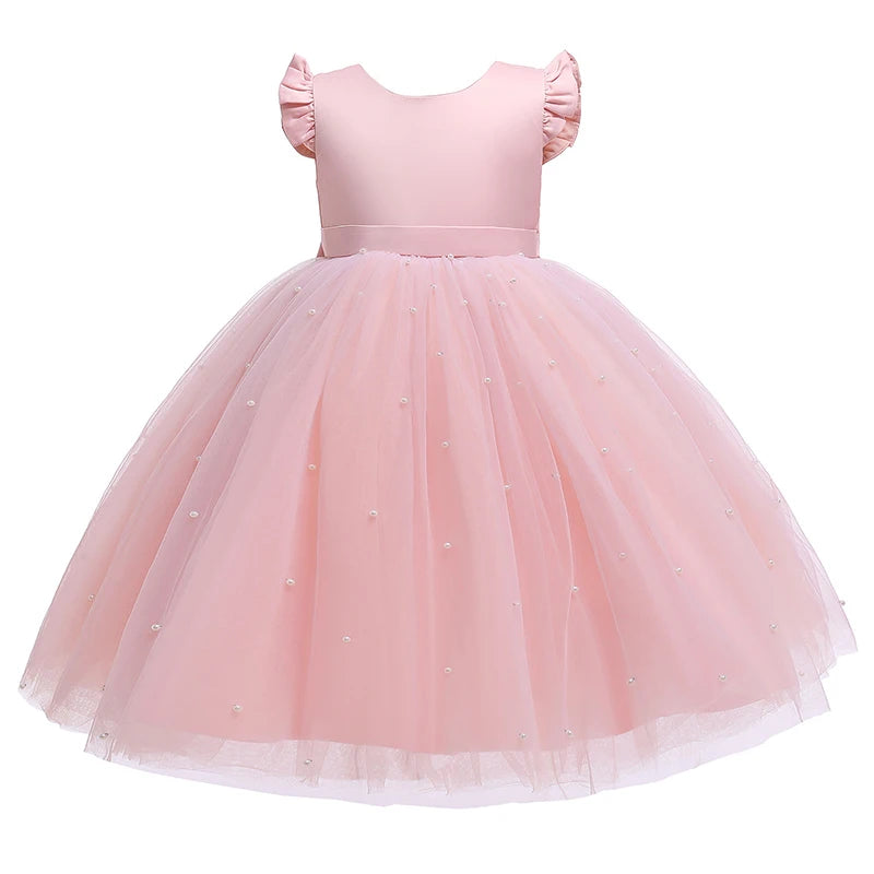Kids Girls Big Bow Design Tulle Princess Dresses for Summer