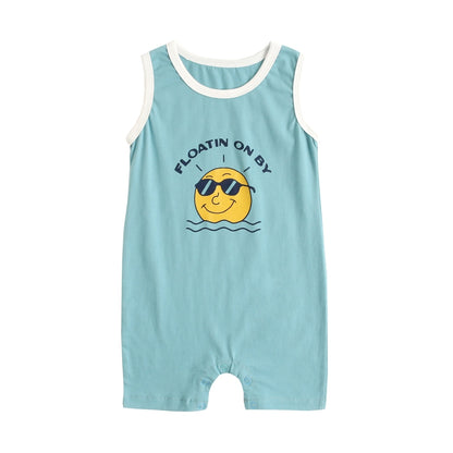 Baby Boy Short Sleeve Cartoon Print Summer Romper childrensterritory
