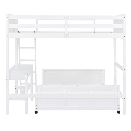 Parent-Child Bunk Bed with Desk and 2 Drawers childrensterritory