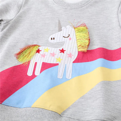 Horse Applique Design Kids Girls Long Sleeve Sweatshirts childrensterritory