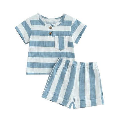 Striped Printed Baby Boy Girl 2Pcs Summer Outfits childrensterritory