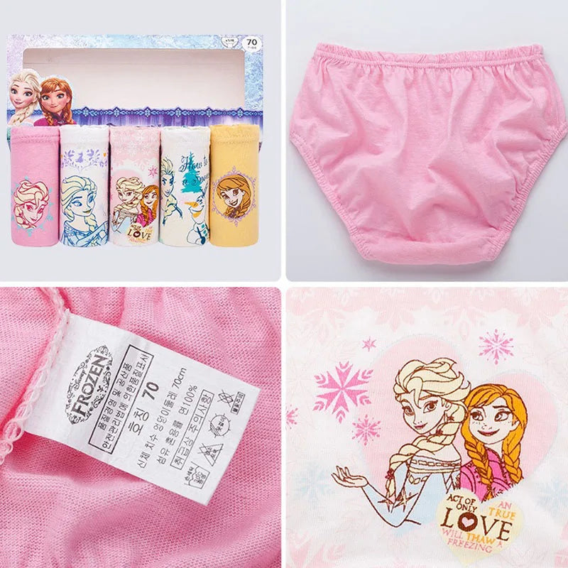 Cartoon Print 5Pcs/Set Girls Breathable Cotton Briefs