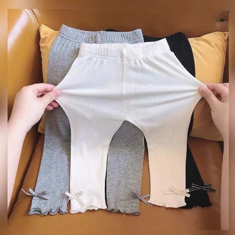 Kids Girls Solid Color Thin Simple and Versatile Leggings childrensterritory