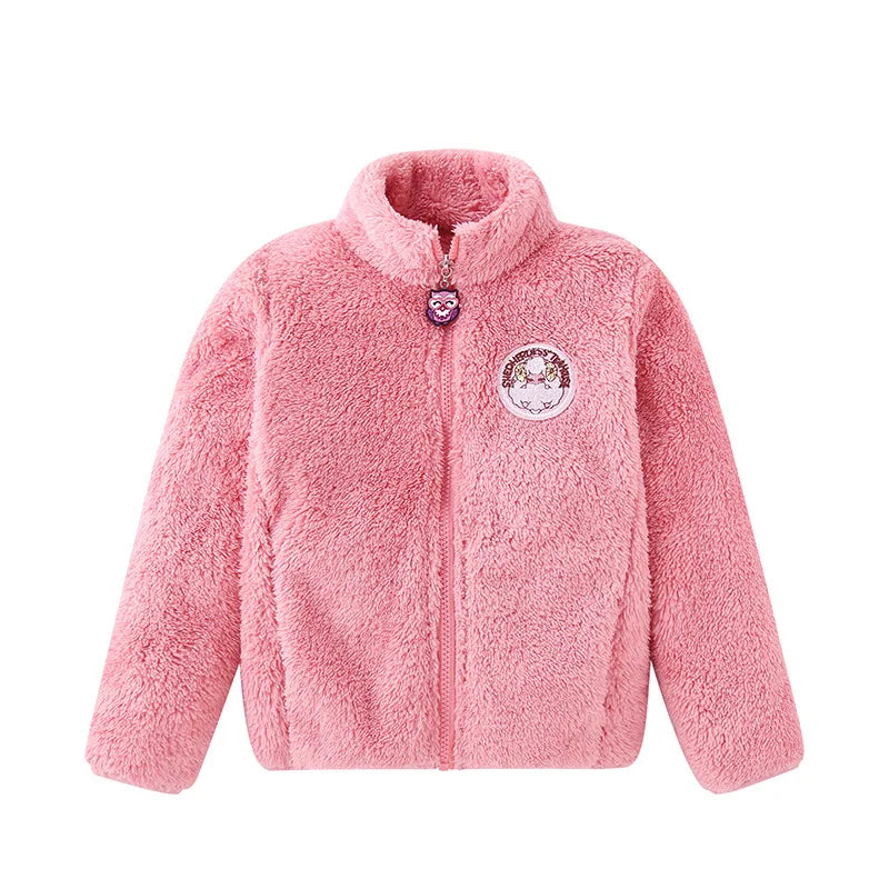 Little Girls and Boys Solid Color Plush Warm Zipper Outerwear childrensterritory