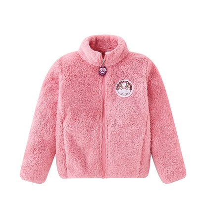 Little Girls and Boys Solid Color Plush Warm Zipper Outerwear childrensterritory