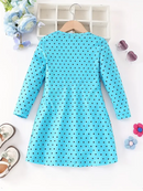 Kids Girls Dots & Kitty Print Long Sleeve Casual Dress childrensterritory
