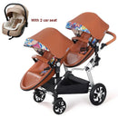 2 in-1 PU Leather Waterproof Twins Baby Stroller childrensterritory