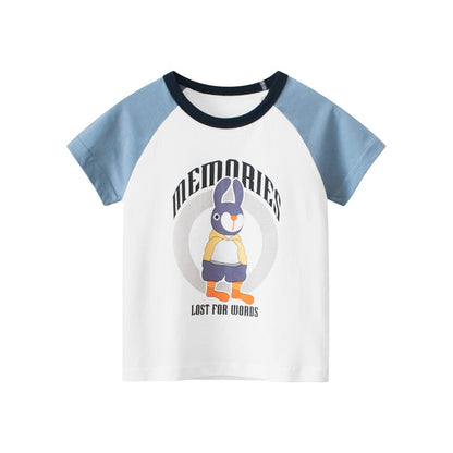 Cartoon Letter Printed Kids Boys Girls Loose Summer Cotton Top childrensterritory
