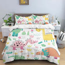 HD Cartoon Dinosaur Print Bedding Set for Kids Bed childrensterritory
