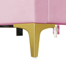 Platform Bed with Velvet Upholstery and Semi-Circular Headboard childrensterritory