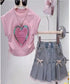 Kids Girls Floral Wrap-Hip Dress with a Heart Sequin T-shirt childrensterritory