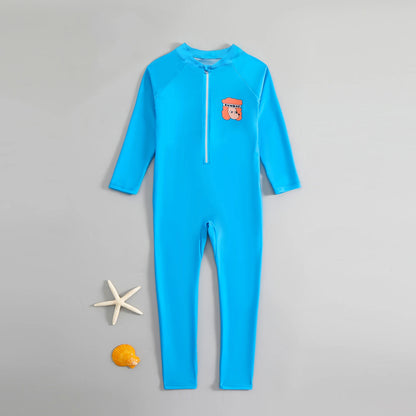 Cartoon Print Long Sleeve One Piece Swimsuit for Kids