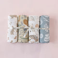 Print Bamboo Cotton Muslin Baby Swaddle, 4PCS Gift Set