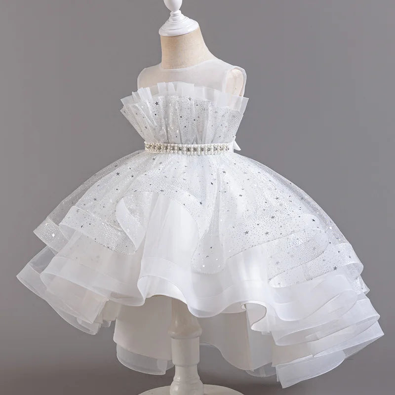 Flower Sequin Design Fluffy Princess Dresses For Girls childrensterritory