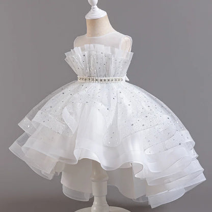 Flower Sequin Design Fluffy Princess Dresses For Girls childrensterritory